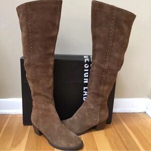 Design Lab for Lord & Taylor Odel Tan Suede Studded Over the Knee Boots Size 7M